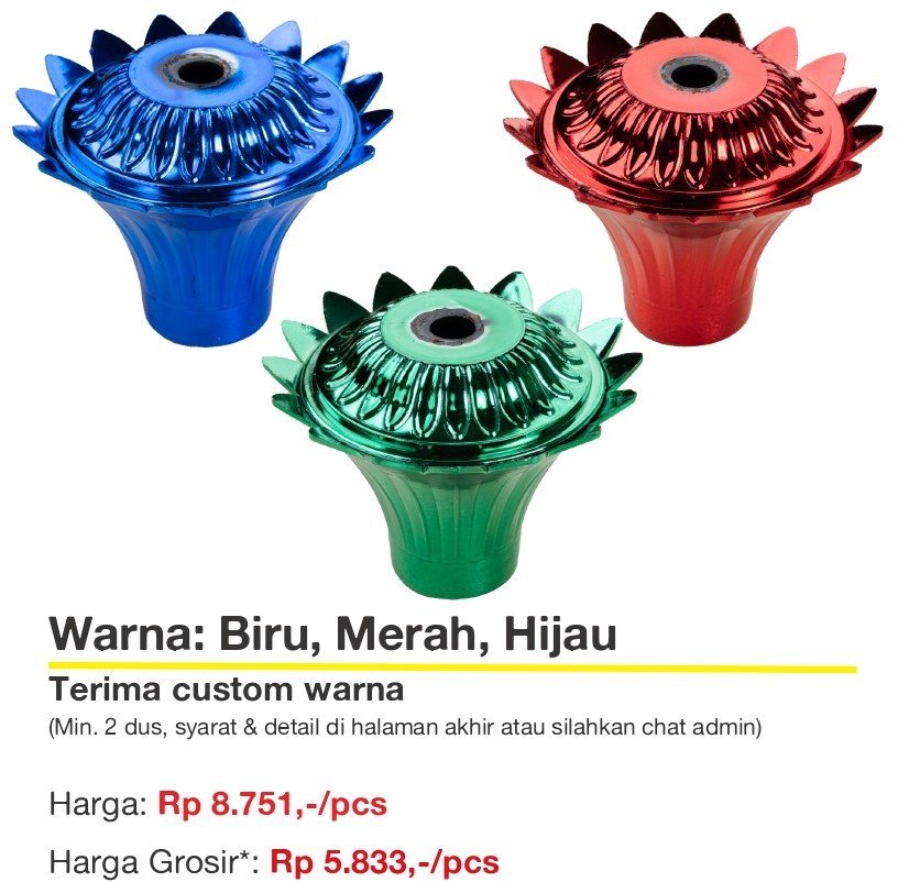 Katalog body piala lotus warna biru, merah, hijau harga Rp8.751 dan harga grosir Rp5.833