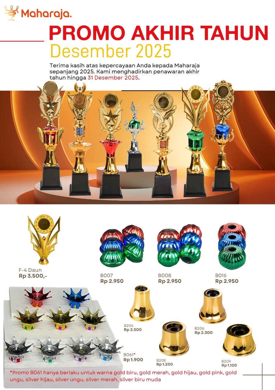 Promo Piala Akhir Tahun 2025, Diskon Piala Trophy Terbaik dari Pabrik Piala