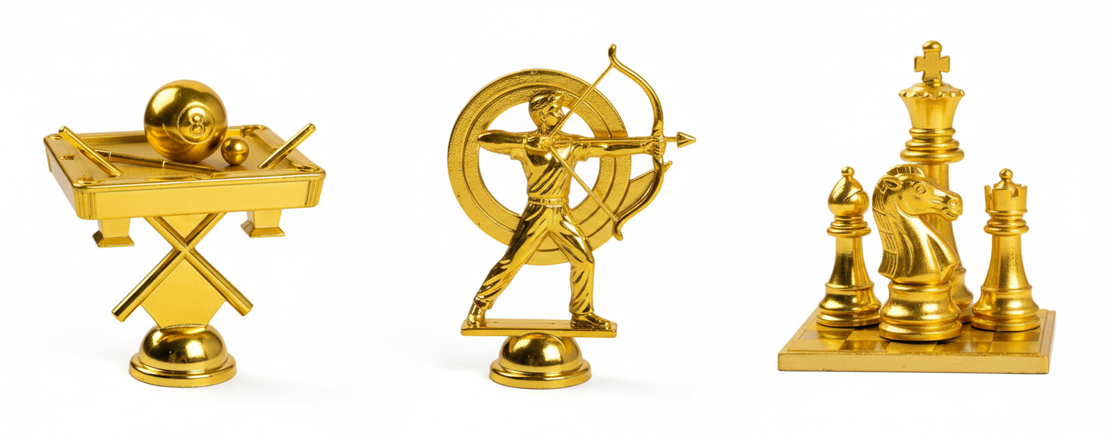 contoh gambar figur piala billiard, piala memanah, piala catur