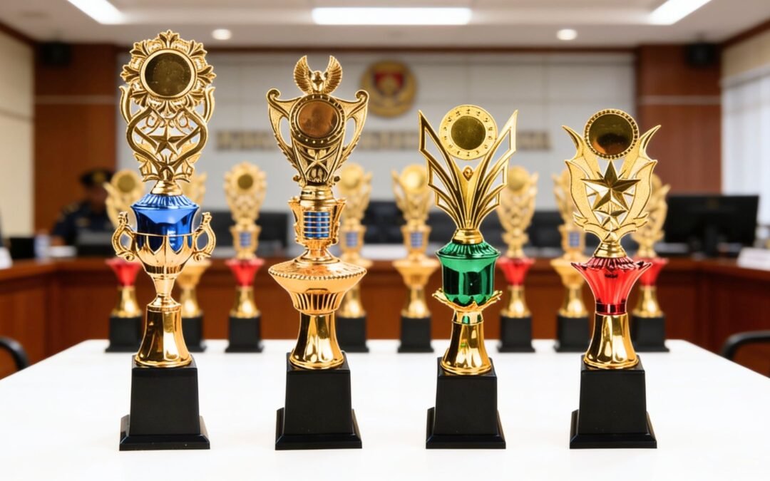 Jasa Pembuatan Custom Piala Brimob: Finishing Chrome Mewah dengan Grafir Presisi